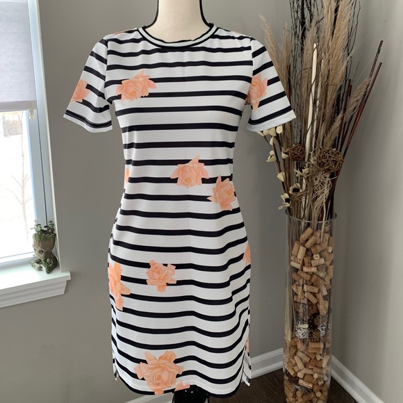 SHEIN Dresses & Skirts - ✨SHEIN (NWOT)Dress Floral and Striped Tee Size XS✨
